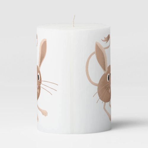 Cute long eared jerboa cartoon illustration pillar candle