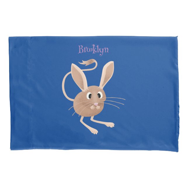 Cute long eared jerboa cartoon illustration pillow case (Front)