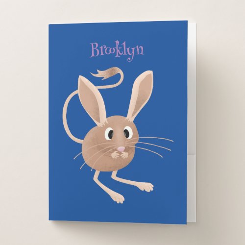 Cute long eared jerboa cartoon illustration pocket folder