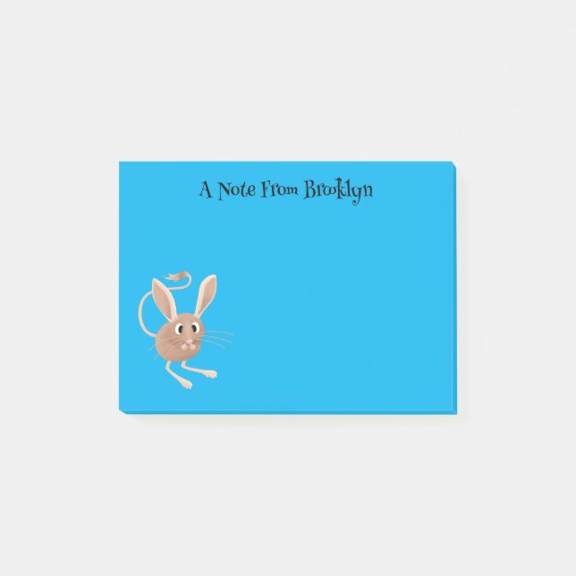 Cute long eared jerboa cartoon illustration post-it notes (Front)