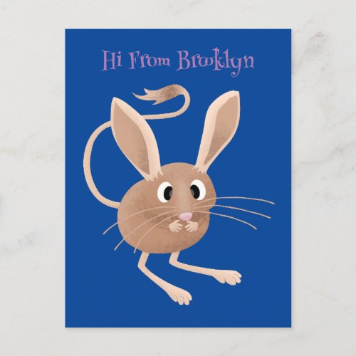 Cute long eared jerboa cartoon illustration postcard