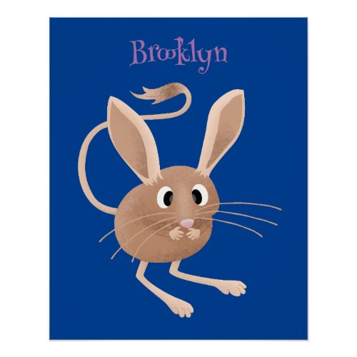 Cute long eared jerboa cartoon illustration poster