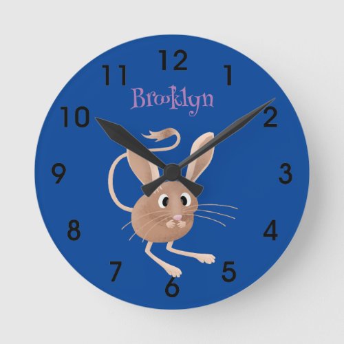 Cute long eared jerboa cartoon illustration round clock