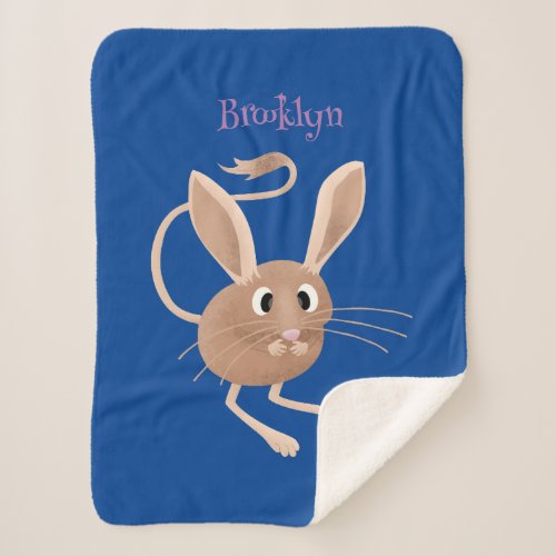 Cute long eared jerboa cartoon illustration sherpa blanket