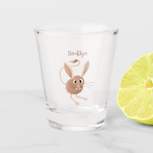 Cute long eared jerboa cartoon illustration shot glass