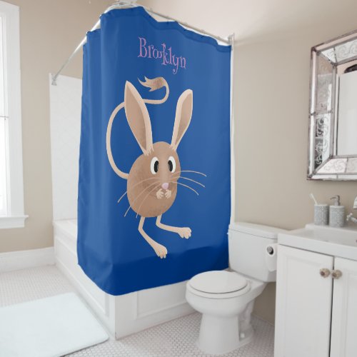 Cute long eared jerboa cartoon illustration shower curtain