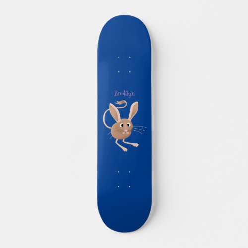 Cute long eared jerboa cartoon illustration skateboard