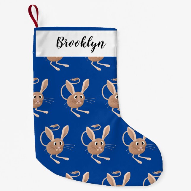 Cute long eared jerboa cartoon illustration small christmas stocking (Front)