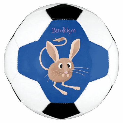 Cute long eared jerboa cartoon illustration soccer ball