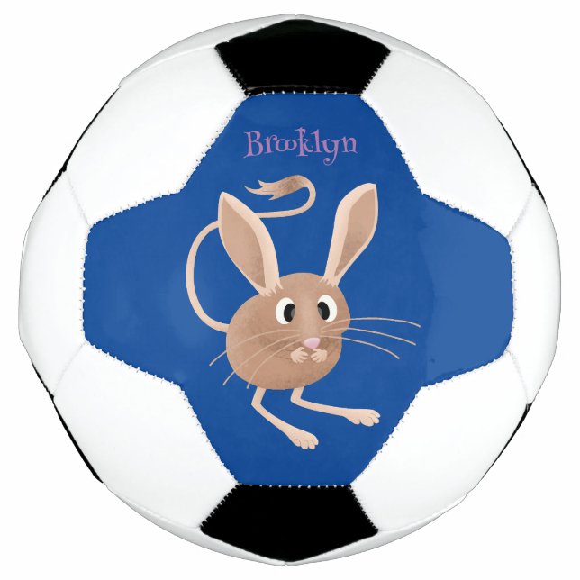 Cute long eared jerboa cartoon illustration soccer ball (Front)