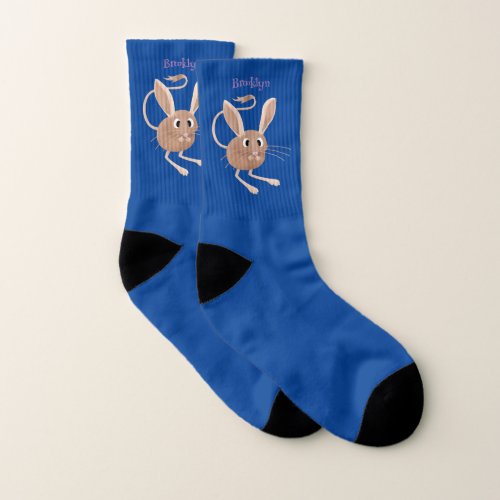 Cute long eared jerboa cartoon illustration socks