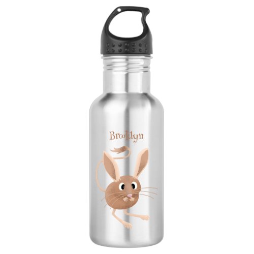 Cute long eared jerboa cartoon illustration stainless steel water bottle