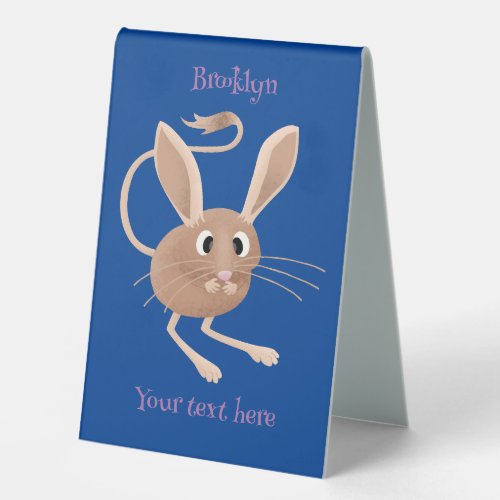 Cute long eared jerboa cartoon illustration table tent sign