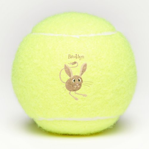 Cute long eared jerboa cartoon illustration tennis balls
