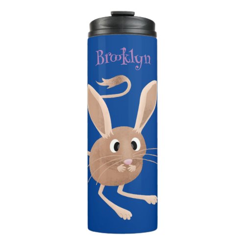 Cute long eared jerboa cartoon illustration thermal tumbler