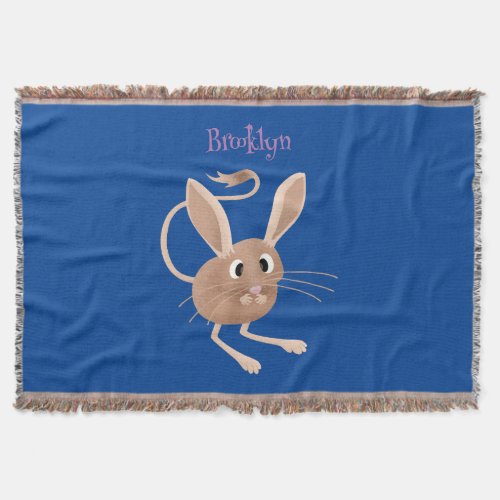 Cute long eared jerboa cartoon illustration throw blanket