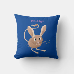 Cute long eared jerboa cartoon illustration throw pillow