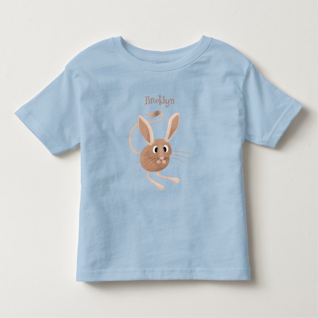 Cute long eared jerboa cartoon illustration toddler t-shirt (Front)