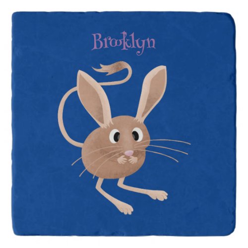 Cute long eared jerboa cartoon illustration trivet