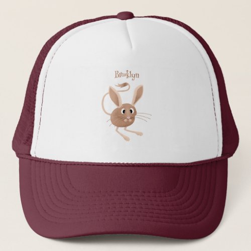 Cute long eared jerboa cartoon illustration trucker hat