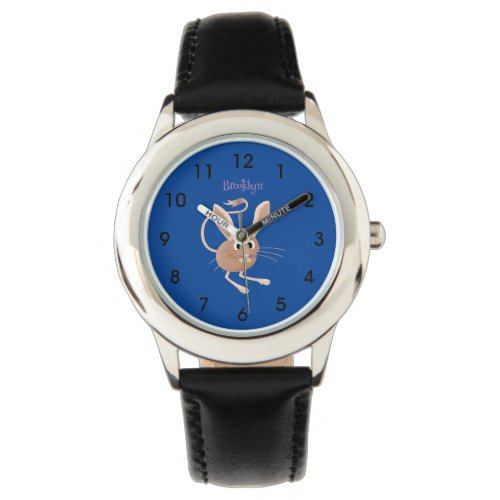 Cute long eared jerboa cartoon illustration watch