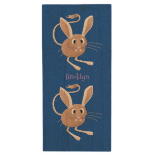 Cute long eared jerboa cartoon illustration wood flash drive