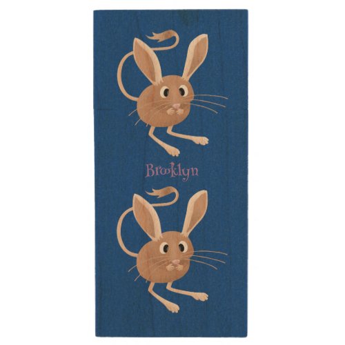 Cute long eared jerboa cartoon illustration wood flash drive