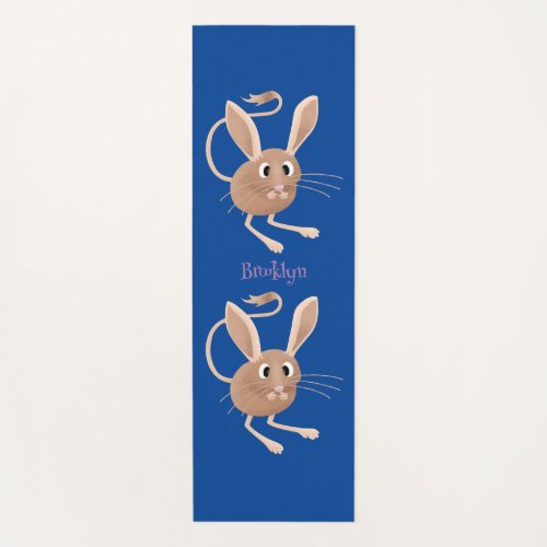 Cute long eared jerboa cartoon illustration yoga mat