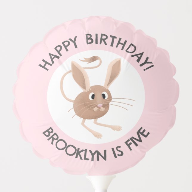 Cute long eared jerboa personalized birthday balloon (Front)