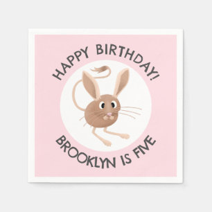 Cute long eared jerboa personalized birthday napkins