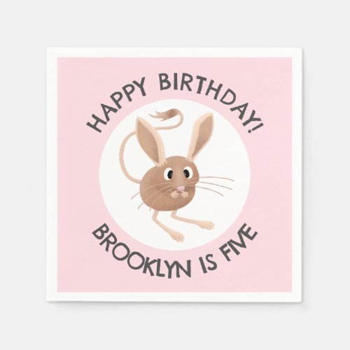 Cute long eared jerboa personalized birthday napkins