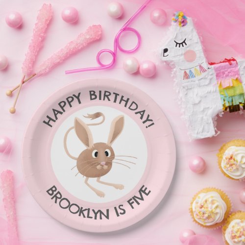 Cute long eared jerboa personalized birthday paper plates