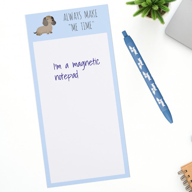 Cute Long Hair Dachshund Magnetic Notepad List  (Dachshund note book)