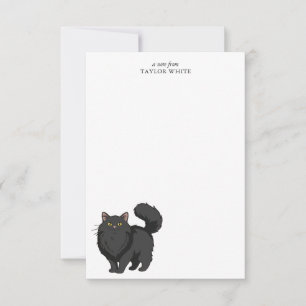 Cute Long Haired Black Cat Thank You Note Card