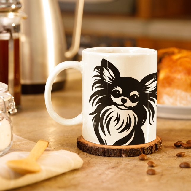 Cute long-haired Chihuahua cartoon Coffee Mug (Creator Uploaded)
