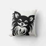Cute long-haired Chihuahua cartoon Throw Pillow