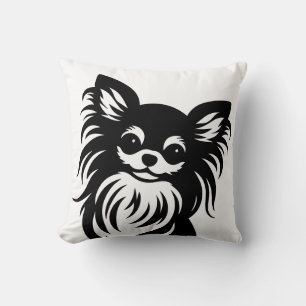 Cute long-haired Chihuahua cartoon Throw Pillow