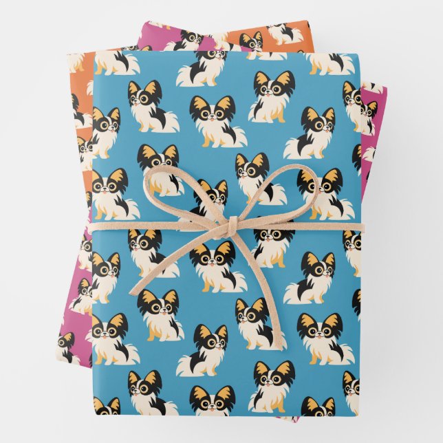 Cute Long-Haired Chihuahuas Wrapping Paper Sheets (In situ)