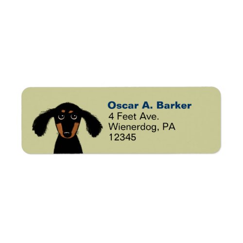Cute Long Haired Dachshund Dog Return Address Label