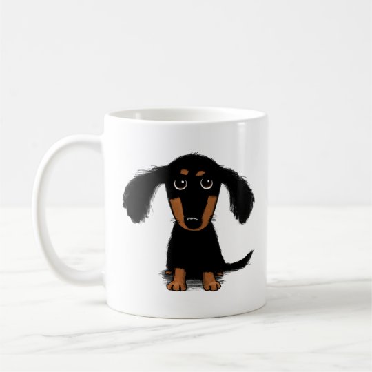 Cute Long Haired Dachshund Puppy Dog Coffee Mug Zazzle Com