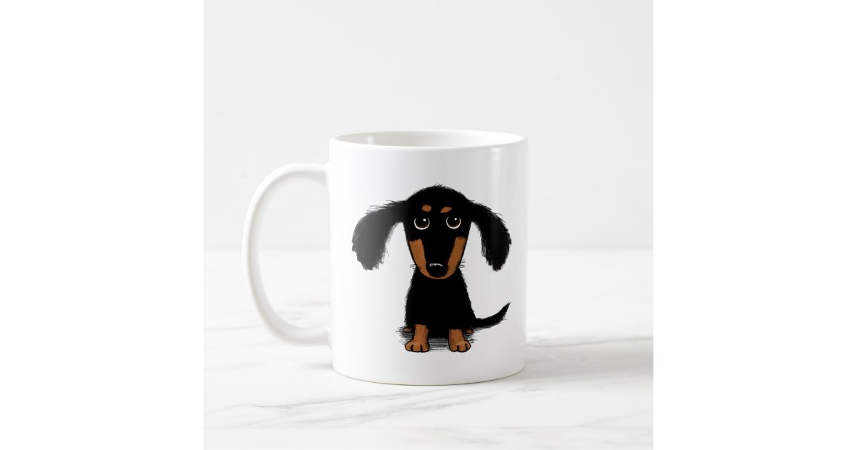 Cute Long Haired Dachshund Puppy Dog Coffee Mug Zazzle Com
