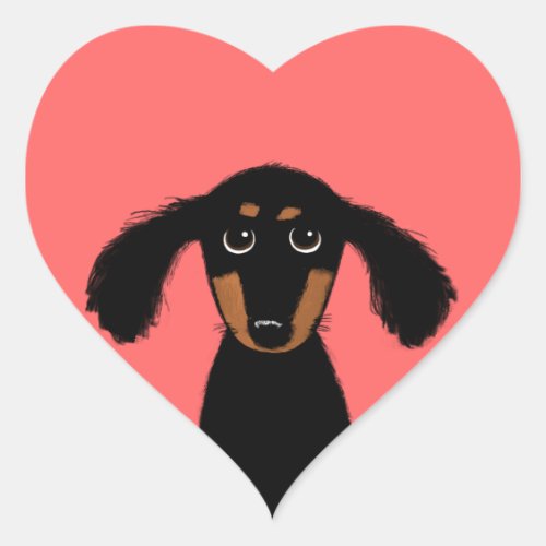 Cute Long Haired Dachshund Puppy Heart Sticker