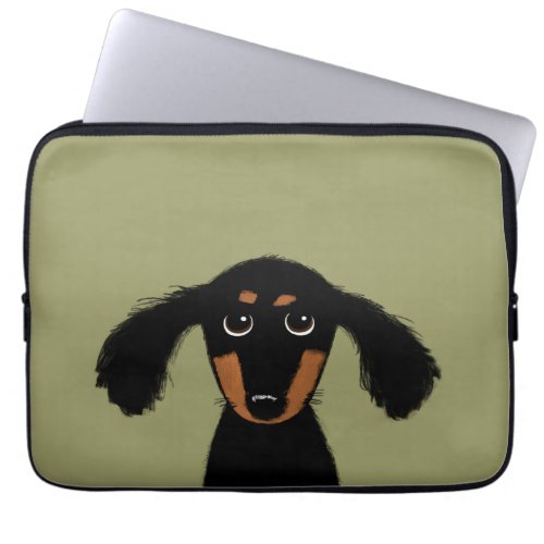 Cute Long Haired Dachshund Puppy Laptop Sleeve