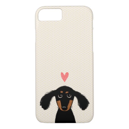 Cute Long Haired Dachshund Puppy with Heart iPhone 87 Case