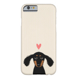 Cute Long Haired Dachshund Puppy with Heart Barely There iPhone 6 Case