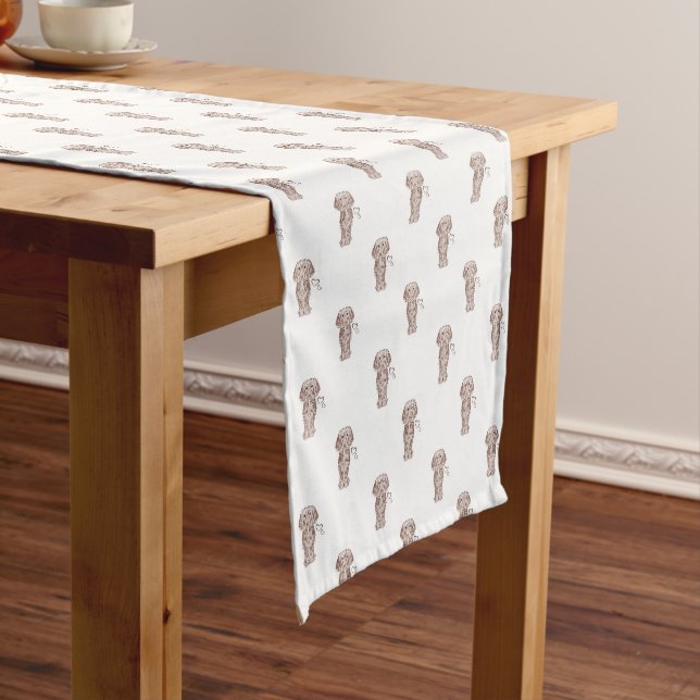 Cute Long Haired Dachshund Sausage Dog Short Table Runner (In Situ)