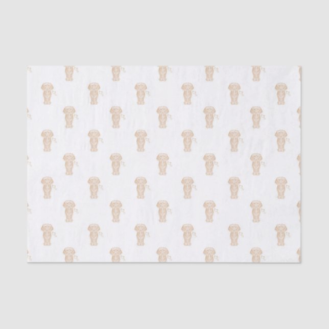 Cute Long Haired Dachshund Sausage Dog Tissue Paper (Front)