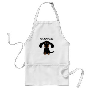 Cute Long Haired Dachshund with Custom Text Adult Apron