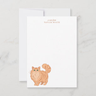 Cute Long Haired Orange Tabby Cat Thank You Note Card