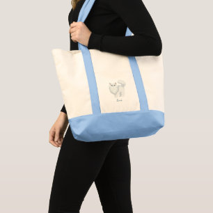 Cute Long Haired White Cat Personalized Tote Bag